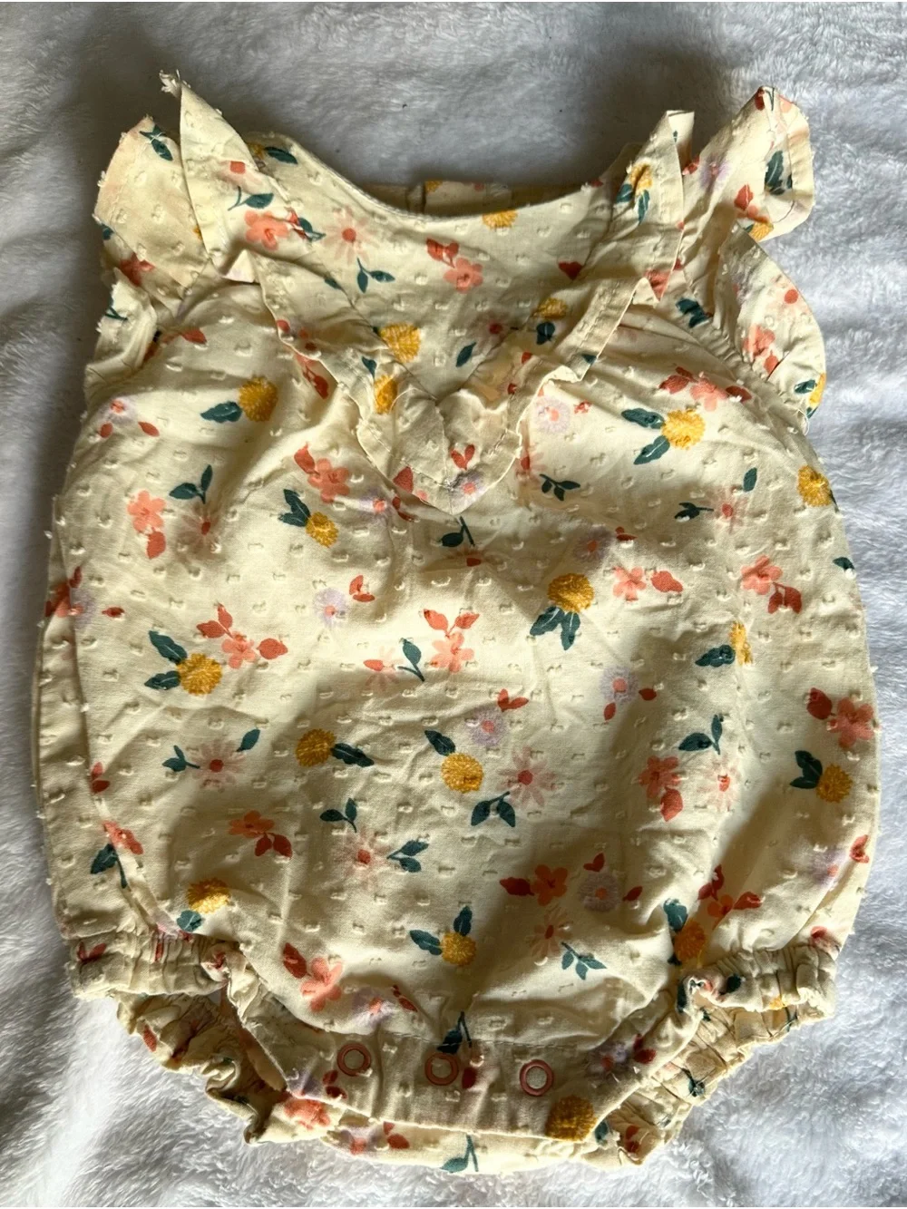 Cat & Jack Cream Floral Baby One-Piece Romper